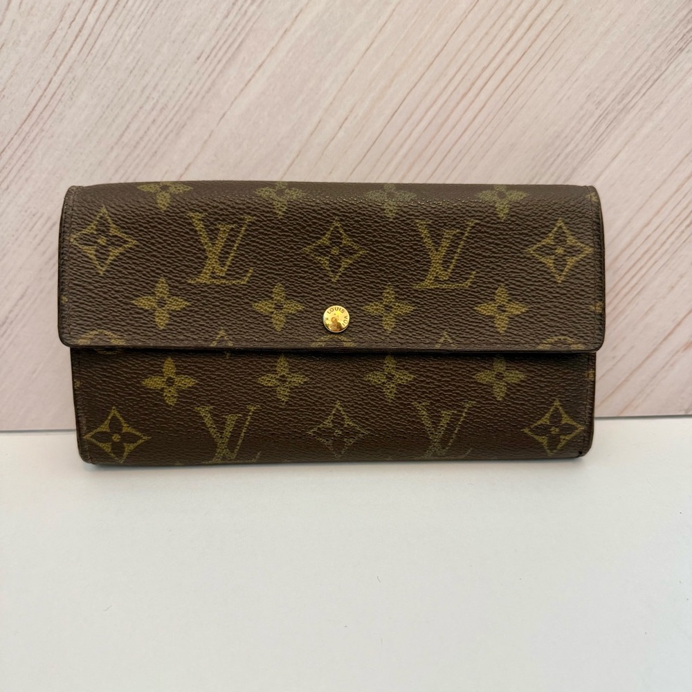 Louis Vuitton Monogram Sarah Wallet Canvas FULL SET with box dust bag Vintage